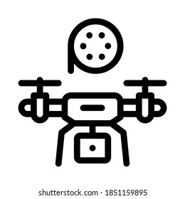 vector de icono de película de registro de drones. señal de película de grabación de drones. ilustración de símbolo de contorno aislado