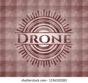 Drone red emblem with geometric pattern. Seamless.