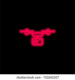 drone red glowing neon ui ux icon. Glowing sign logo vector