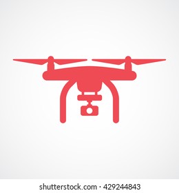 Drone Red Icon On White Background