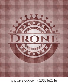 Drone red seamless badge with geometric pattern background.