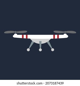 Drone, Remote aerial drone. Vector art on isolated background. Flat design.