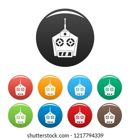 Drone remote control icons set 9 color vector isolated on white for any design