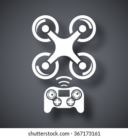 Drone with remote control, vector icon