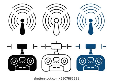 Drone Remote Controller Connectivity Signal Icons Set