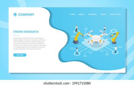 drone research technology concept for website template or landing homepage with isometric style