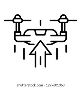 Drone rise up icon. Outline drone rise up vector icon for web design isolated on white background