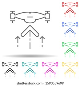drone rises multi color style icon. Simple thin line, outline vector of drones icons for ui and ux, website or mobile application