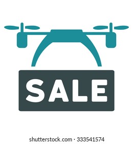 Drone Sale Banner vector icon. Style is bicolor flat symbol, soft blue colors, rounded angles, white background.