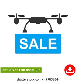 Drone Sale EPS vector pictograph. Illustration style is flat iconic bicolor blue and gray symbol on white background.