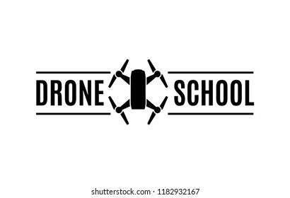 Drone School Logo, Drone Branding, Drone Education, Drone Certification, Flying School, Learn To Fly, Vector Illustration Background