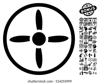 Drone Screw icon with bonus calendar and time service design elements. Vector illustration style is flat iconic symbols, black color, white background.