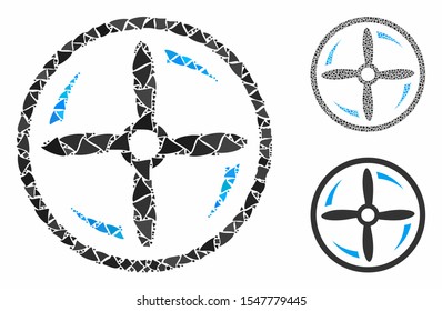 Drone screw rotation composition of tremulant items in variable sizes and color tinges, based on drone screw rotation icon. Vector inequal items are united into collage.