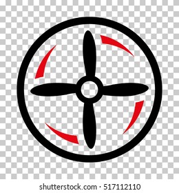 Drone Screw Rotation EPS vector pictograph. Illustration style is flat iconic bicolor intensive red and black symbol.