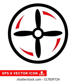 Drone Screw Rotation EPS vector pictograph. Illustration style is flat iconic bicolor intensive red and black symbol on white background.