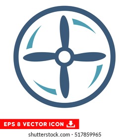 Drone Screw Rotation EPS vector pictogram. Illustration style is flat iconic bicolor cyan and blue symbol on white background.