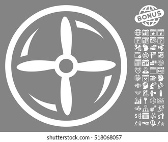 Drone Screw Rotation icon with bonus calendar and time service design elements. Vector illustration style is flat iconic symbols, white color, gray background.