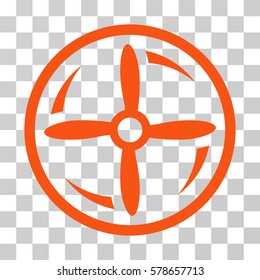 Drone Screw Rotation icon. Vector illustration style is flat iconic symbol, orange color, transparent background. Designed for web and software interfaces.