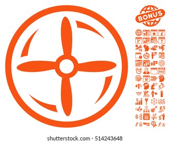 Drone Screw Rotation pictograph with bonus calendar and time management pictograms. Vector illustration style is flat iconic symbols, orange color, white background.