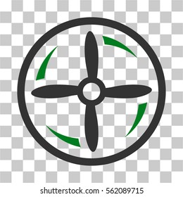 Drone Screw Rotation vector icon. Illustration style is flat iconic bicolor green and gray symbol on a transparent background.