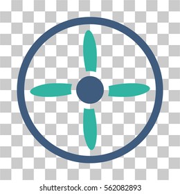 Drone Screw vector icon. Illustration style is flat iconic bicolor cobalt and cyan symbol on a transparent background.