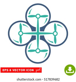Drone Screws EPS vector pictogram. Illustration style is flat iconic bicolor cobalt and cyan symbol on white background.