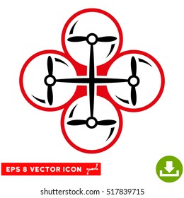 Drone Screws EPS vector pictograph. Illustration style is flat iconic bicolor intensive red and black symbol on white background.