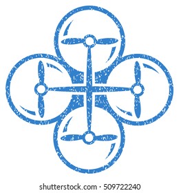 Drone Screws grainy textured icon for overlay watermark stamps. Flat symbol with unclean texture. Dotted vector cobalt ink rubber seal stamp with grunge design on a white background.