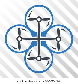 Drone Screws vector pictogram. Illustration style is flat iconic bicolor smooth blue symbol on a hatch transparent background.