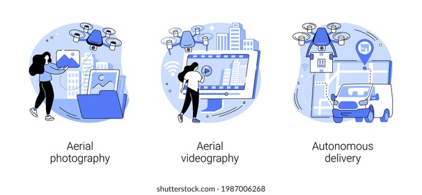 Drone service abstract concept vector illustrations.