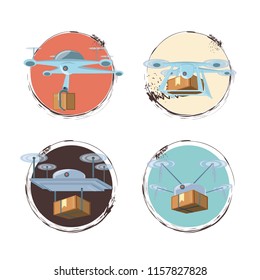 drone service set icons icon vector ilustration