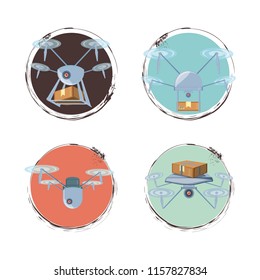 drone service set icons icon vector ilustration