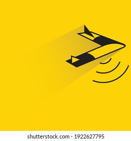 drone with shadow on yellow background