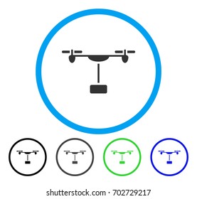 Drone Shipment rounded icon. Vector illustration style is a flat iconic symbol inside a circle, black, grey, blue, green versions. Designed for web and software interfaces.