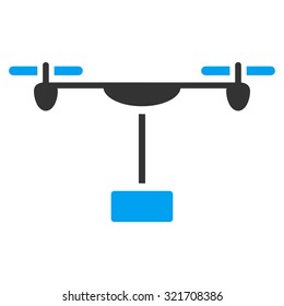 Drone Shipment vector icon. Style is bicolor flat symbol, blue and gray colors, rounded angles, white background.