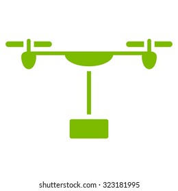 Drone Shipment vector icon. Style is flat symbol, eco green color, rounded angles, white background.