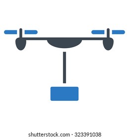 Drone Shipment vector icon. Style is bicolor flat symbol, smooth blue colors, rounded angles, white background.