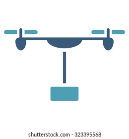 Drone Shipment vector icon. Style is bicolor flat symbol, cyan and blue colors, rounded angles, white background.
