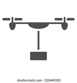 Drone Shipment vector icon. Style is flat symbol, gray color, rounded angles, white background.