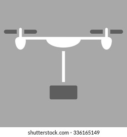 Drone Shipment vector icon. Style is bicolor flat symbol, dark gray and white colors, rounded angles, silver background.