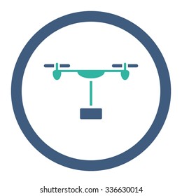 Drone Shipment vector icon. Style is bicolor flat rounded symbol, cobalt and cyan colors, rounded angles, white background.