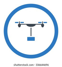 Drone Shipment vector icon. Style is bicolor flat rounded symbol, smooth blue colors, rounded angles, white background.