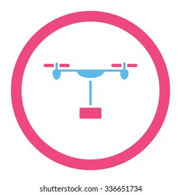 Drone Shipment vector icon. Style is bicolor flat rounded symbol, pink and blue colors, rounded angles, white background.