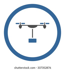 Drone Shipment vector icon. Style is bicolor flat rounded symbol, cobalt and gray colors, rounded angles, white background.