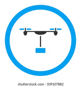 Drone Shipment vector icon. Style is bicolor flat rounded symbol, blue and gray colors, rounded angles, white background.