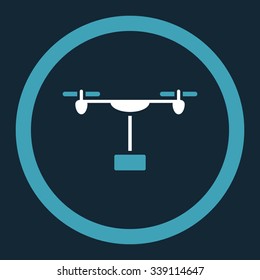 Drone Shipment vector icon. Style is bicolor flat rounded symbol, blue and white colors, rounded angles, dark blue background.