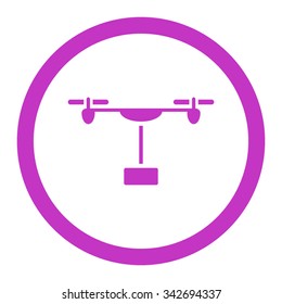 Drone Shipment vector icon. Style is flat rounded symbol, violet color, rounded angles, white background.