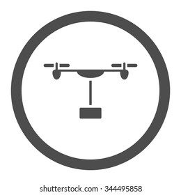 Drone Shipment vector icon. Style is flat rounded symbol, gray color, rounded angles, white background.