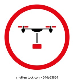 Drone Shipment vector icon. Style is bicolor flat rounded symbol, intensive red and black colors, rounded angles, white background.