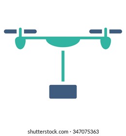 Drone Shipment vector icon. Style is bicolor flat symbol, cobalt and cyan colors, rounded angles, white background.